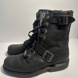Harley-Davidson Black Leather Boots with Orange Tag